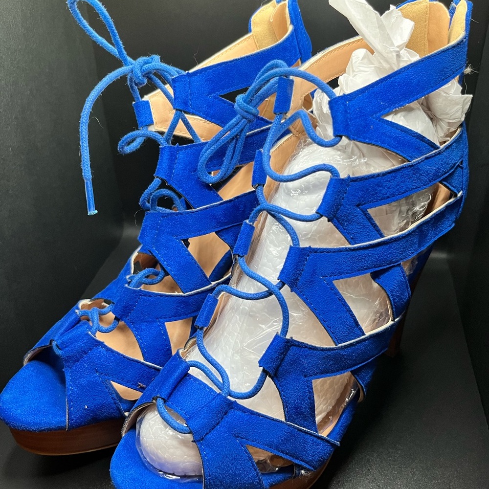 Blue Strappy Women's Heels